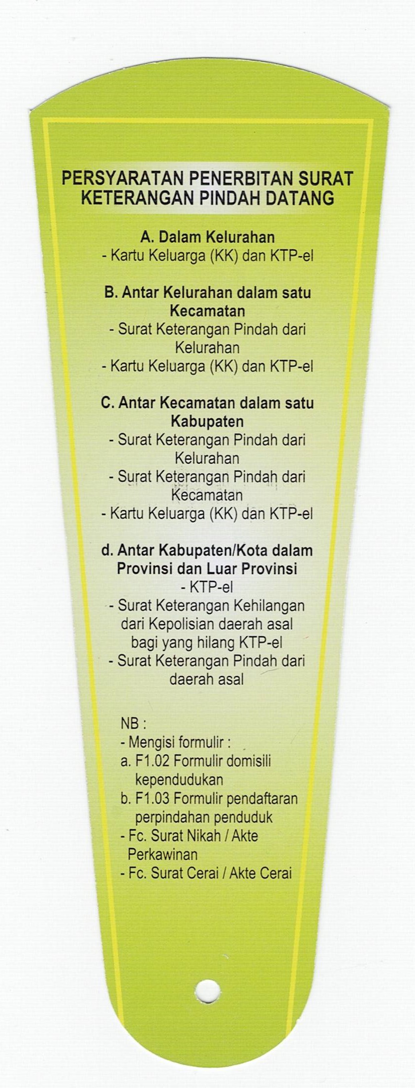 Persyaratan Pindah Datang