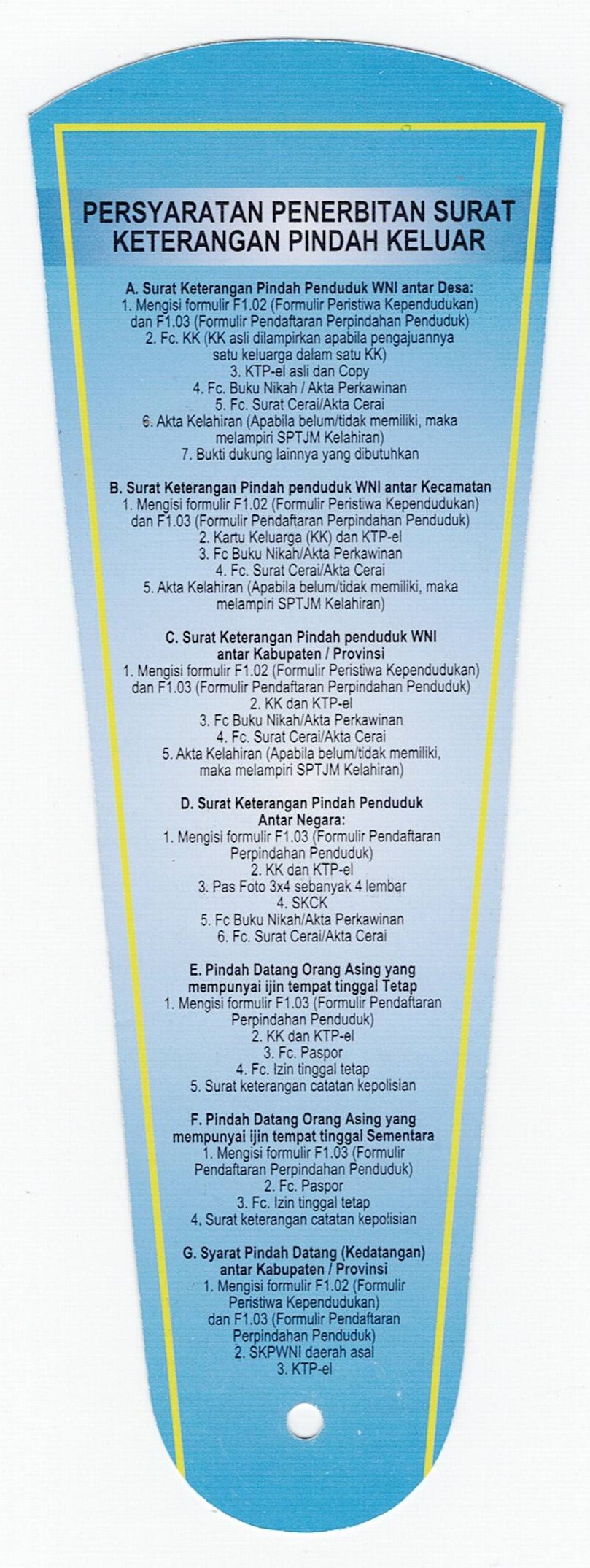 Persyaratan Pindah Keluar