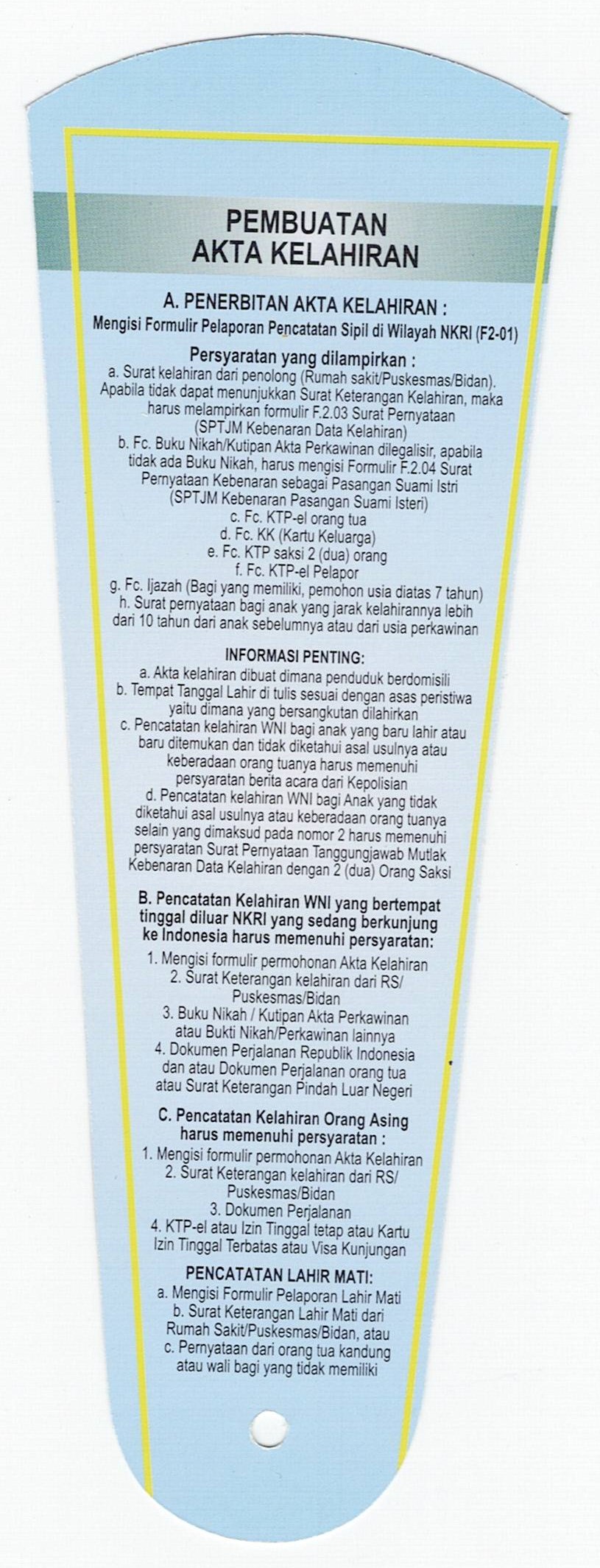 Persyaratan Akta Kelahiran