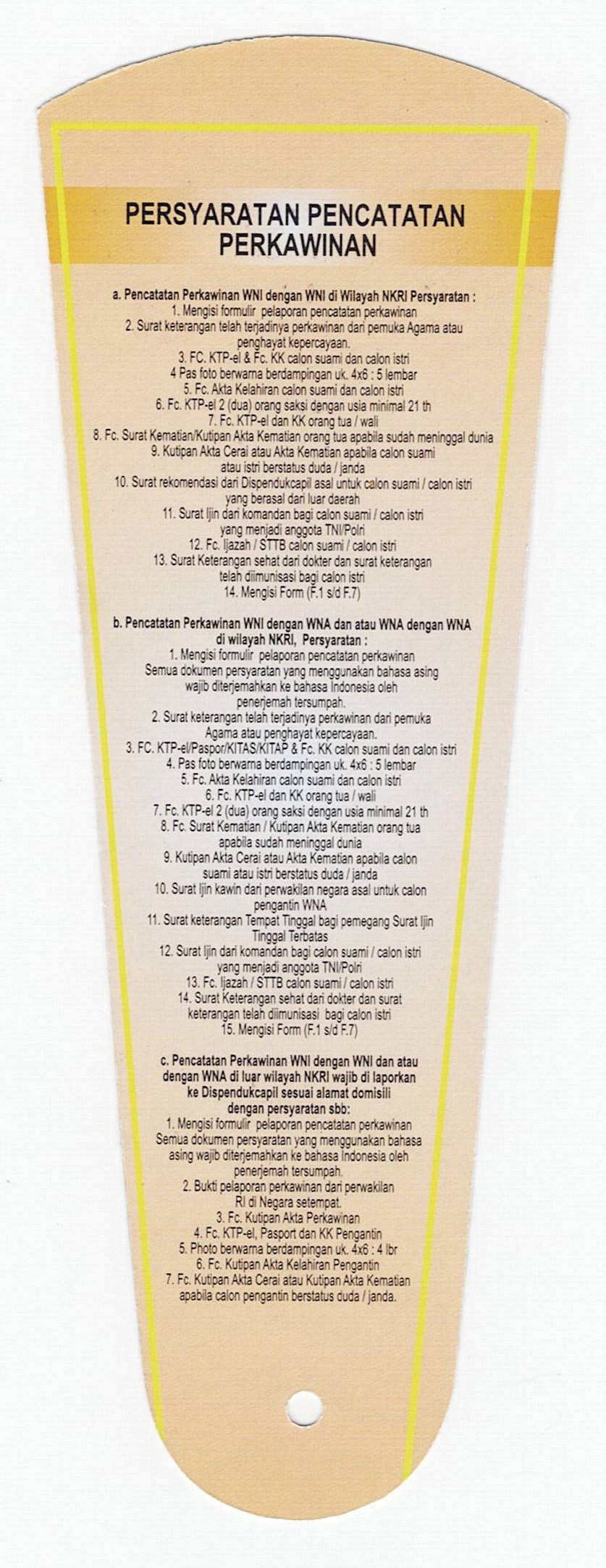 Persyaratan Pencatatan Perkawinan